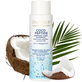 Pacifica Coco Peptide Damage Care Shampoo – Repairing Sulfate-Free Shampoo for Damaged Hair, Split Ends & Breakage, w/Collagen & Peptides Silicone-Free Clean Vegan & Cruelty-Free Dermatologist Tested