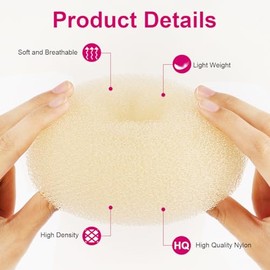 URAQT Doughnut Hair Bun Set, 4 Pieces Bun Maker, Bun Maker Large and Small with 30 U-Shaped Hair Clips, Doughnut Hair Updo Accessories for Hairstyle Dancer Children Girls Women (4 Beige (2 x 6 + 2 x 8))