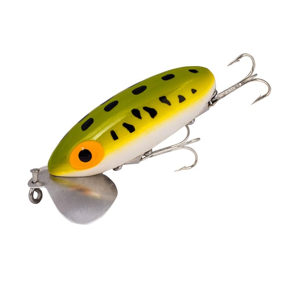 Arbogast Jitterbug Topwater Bass Fishing Lure - Excellent for Night Fishing, Frog White Belly, G630 (2 in, 1/4 oz)