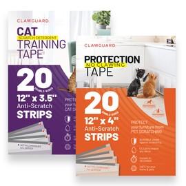 CLAWGUARD Bundle Pack – Cat Deterrent Tape & Dog Protection Tape – 40 Total Pre-Cut Strips (20 Double & 20 Single Sided) – Anti Scratch Furniture Shields