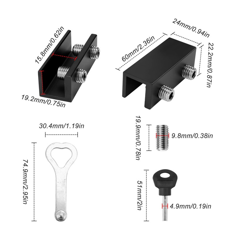 KINHARD Pack of 2 Sliding Window Locks, Sliding Door Lock