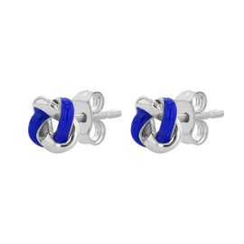 Tuscany Silver Sterling Silver Rhodium Plated or Gold Plated 7.5mm Enamel Small Knot Stud Earrings, Silver