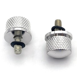 LEXOR CNC 1/4-20" Knurled Seat Bolts Universal Fit Harley Sportster Set of 2 Silver