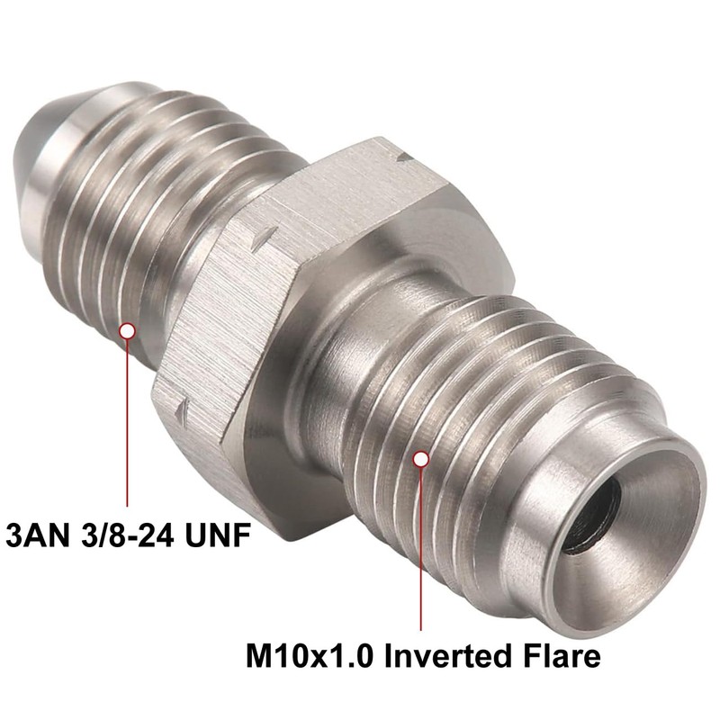 Podavelle 3AN Male to M10x1.0 Metric Inverted Flare Stainless Steel