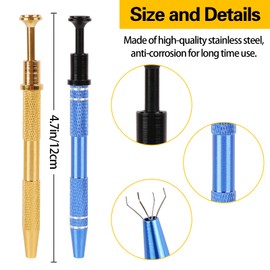 BACUTHY 2 Pack Jeweler's Pick Up Tool, Stainless Steel Piercing Ball Grabber Tool, Pearl Grabber Pick Up Tool with 4 Prongs for Tiny Objects Ic Chips Electronic Components
