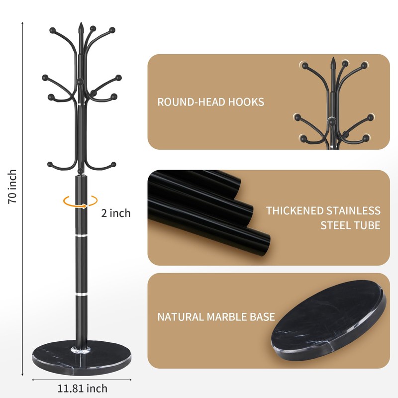 LOZABEE Metal Coat Rack Stand, Modern Freestanding Coat Rack with