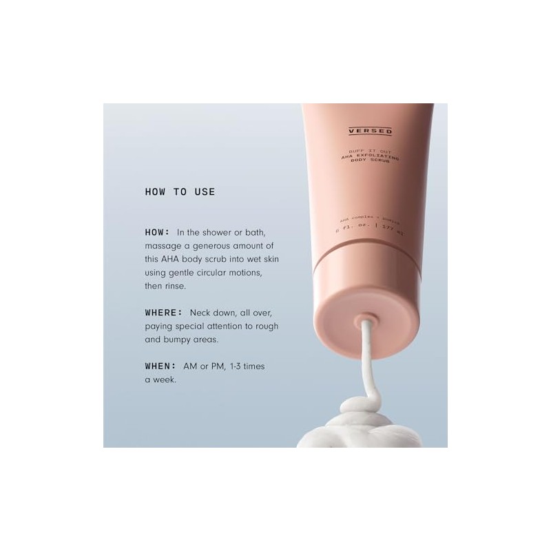 Versed- Exfoliante corporal y mascarilla exfoliantes AHA Buff It Out,