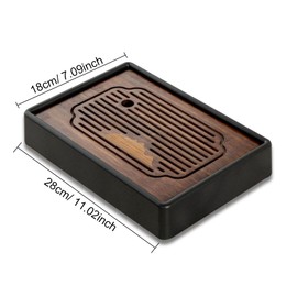 11inch Bamboo Tea Tray Chinese Kungfu Serving Tray, Detachable Gongfu Tea Box with Water Storage, Japanese Tea Set Gongfu Tea Set for Home Office, Easy to Clean