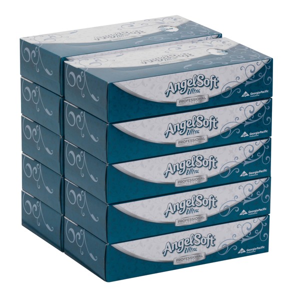 Angel Soft Ultra Professional Series 2-Ply Facial Tissue by GP PRO (Georgia-Pacific), Flat Box, 4836014, 125 Sheets Per Box, 10 Boxes Per Case