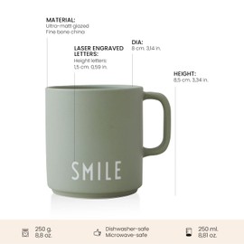 Design Letters Kaffeebecher mit Henkel | Ideal als Geburtstagsgeschenk für Frauen & Männer, Lieblingsmensch Geschenk, Personalisierte Geschenke | Dänisches Design Porzellan Tasse | Kaffeetassen, Grün