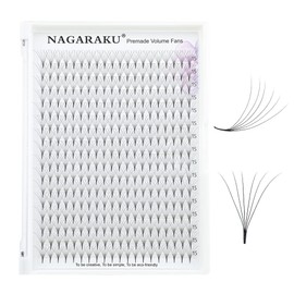 NAGARAKU Volume Eyelash Extension Eyelashes, Narrow Handle, Lightweight, Dense, Premade Fans Eyelash Extensions, Artificial Eyelashes, 16 Rows (6D 0.07 mm Thickness, D Curl, 15 mm)