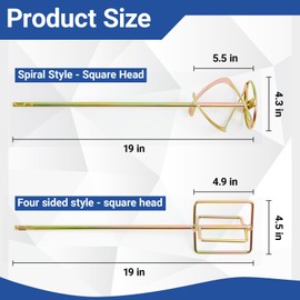 MorningRo 2 Pcs Paint Mixer for Drill 5 Gallon Buckets Paddle Mixer Stirrer Attachment Rustproof Zinc Plated Steel Stirring Sticks for Resin Concrete, and More(Gold,Square Handle)