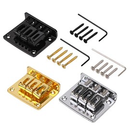 BQLZR Golden Silver Black Zinc Alloy Electric Guitar Bridge Tailpiece with Screws & Wrench for 3 String Box Guitar Pack of 3