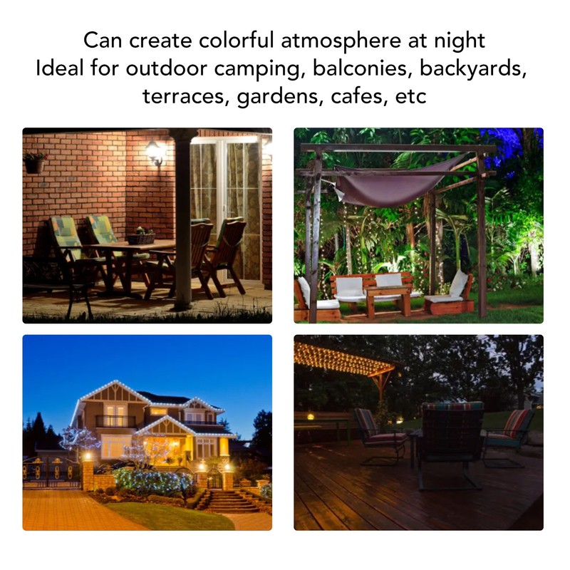 Outdoor String Light with 40 G50 Bulb Waterproof Solar USB