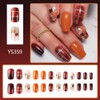 Autumn Press on Nails Medium Square - Fall Red Fake