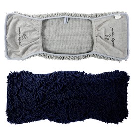 Patas Lague 2 Pack Absorbent Dog Towel for Drying Dogs Large, 35''x15'' Extra Large Microfiber Quick Drying Pet Bath Towel with Hand Pockets, Machine Washable Pet Shammy Grey NavyBlue