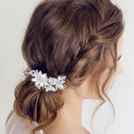 Ouligay 2 Pcs Rhinestone Hair Clips,Silver Crystal Barrettes for Women,Fancy Hair Clips for Women,Hair Accessories for Women Wedding,Decorative Hair Clips for Daily Prom