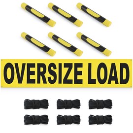 6Pcs Oversize Load Signs for Trucks Escort Vehicle Accessories 12 x 60 Inch PVC Coated Fabric Safety Oversize Load Banner Yellow and Black Equipped with Sturdy Nylon Rope for Truck Escort Vehicles Car