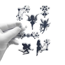 4 PCS Flower Fairies Horned Flower Angel Elf Festival Celebration Clear Stamps Transparent Silicone Stamp Album Cards Rubber Stamp for Card Making Decoration and DIY Scrapbooking