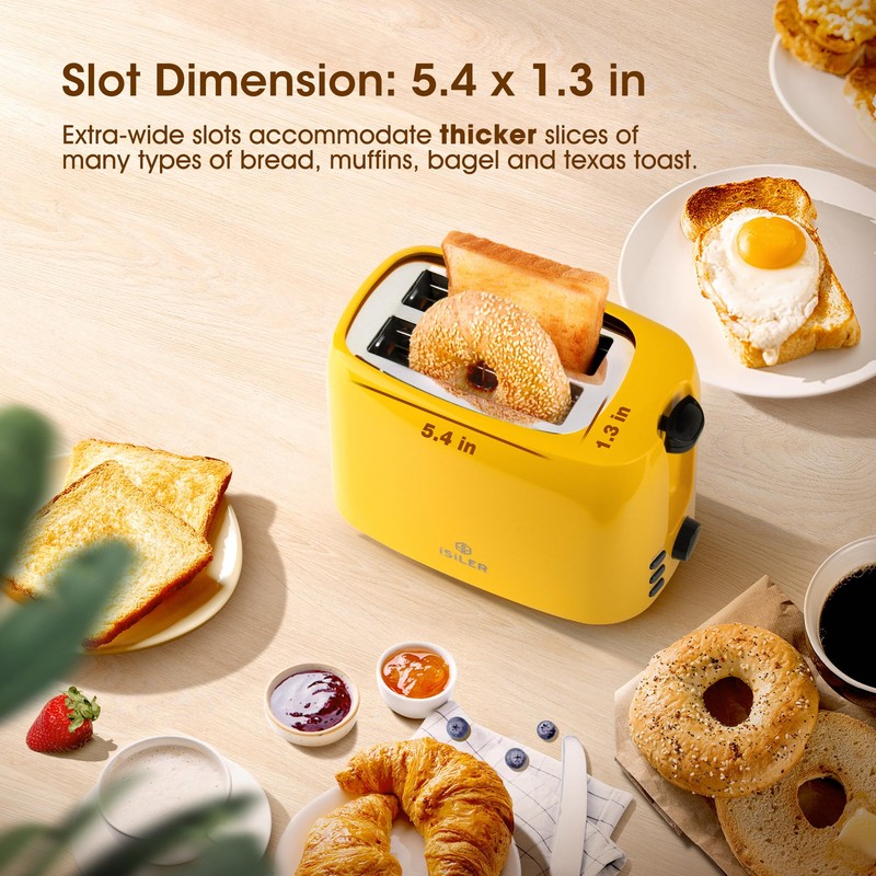iSiLER 2 Slice Toaster, 1.3 Inches Wide Slot Bagel Toaster