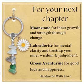 mintolex Natural Crystal Keychain Gift Healing Stones Key Ring Gift for Graduation New Job Moving Away, For Your Next Chapter