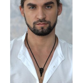 FaithHeart Viking Raven Necklace for Men, Gothic Bird Skull Pendant Necklaces Black, Viking Crow Amulet Jewellery Stainless Steel