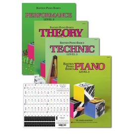 Bastien Piano Basics Level 3 Learning Set By Bastien - Lesson, Theory, Performance, Technique & Artistry Books & Juliet Music Piano Keys 88/61/54/49 Full Set Removable Sticker 3