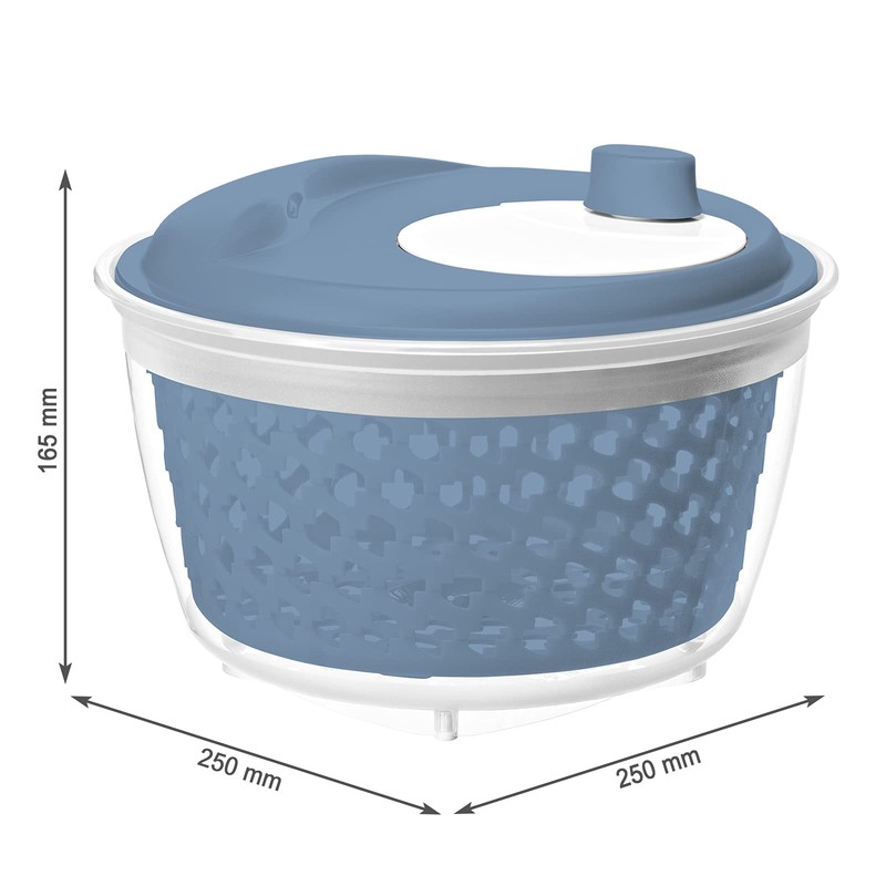 Rotho 1722406161 Fresh Salad Spinner Plastic (PP) BPA-Free, Blue/Transparent, 4.5