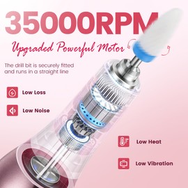 35000RPM Cordless Nail Drill with UV Lamp Portable Rechargeable Nail File