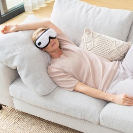 medisana EM 100 Eye Massager, Heated Eyemask with Massage, Heat and Music, Facial Massager for Headaches, Eye Fatigue, Swelling or migraines, Foldable