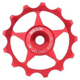 Yosoo Bicycle Guide Wheel, 11T/13T Durable Jockey Wheel Rear Derailleur Made of Aluminium Alloy for 4, 5, 6 mm Spindle Shaft Pulleys (13T Red)