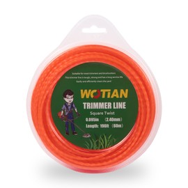 WOTIAN Weed Eater String 0.095-Inches Square Twisted Trimmer Line .095" 196ft Square Twist Weed Wacker String of Premium Nylon Compatible with Stihl Echo Grass Cordless Electric Trimmer,Orange