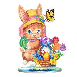 EXQULEG 5D DIY Easter Rabbit Diamond Painting Kits, Easter DIY Diamond Painting Ornaments, Easter Decoration Gift, Door Decoration, Wall Decoration for Home (#2)