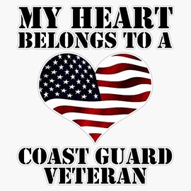 HOF Trading My Heart Belongs to A Coast Guard Veteran Vinyl Sticker Waterproof Decal Laptop Wall Window Bumper Sticker 5"