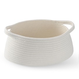 Luckyiren Oval Cotton Rope Shelf Basket with Handles, 13.5-Inch Storage Bin