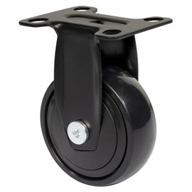 WAGNER Design - 3C - Fixed Castor / Apparatus / Transport Castor / Furniture Castor - Black, Soft Running Surface, Diameter 75 mm, Height 100 mm, Mounting Plate 60 x 70 mm, Load Capacity 75 kg -
