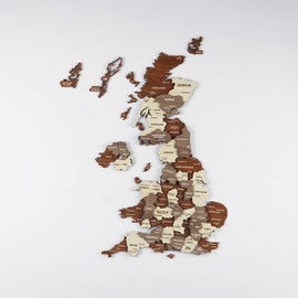 Colorfull Worlds Multilayered Wooden 3D United Kingdom Wall Art, Gift for English Friend, United Kingdom Wooden Wall Decor, Wall Art For Home & Kitchen or Office (65x51 cm | 26x20,4")