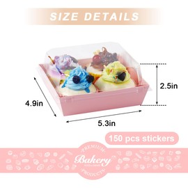 DeziWood 150 Pack Charcuterie Boxes with Clear Secure Lids, 5.3x4.9x2.5 Inches Pink Square Disposable Food Containers Cookies Boxes for Sandwich, Pastry, Dessert