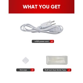 Shine Decor 3 Pack Power Cord for 10x10mm 3D Bend LED Neon Rope Lights