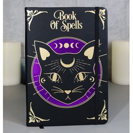 Ebros Gift Mystic Mog Cat Book Of Spells Lined Pages Journal Book With Bookmark And Cord