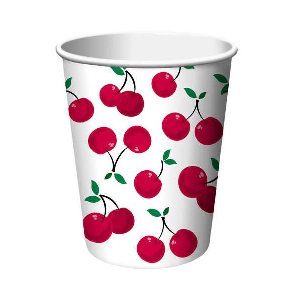 8-Count 9-Ounce Hot/Cold Paper Beverage Cups, Cherry Gingham