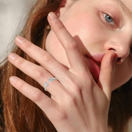 FUNEIA Heart Ring with Letters Women Gold Silver Rose Gold Adjustable Initial A-Z Zirconia Finger Ring Stacking Ring Waterproof Letter Ring Jewellery Girls Gift Box, Non-precious metal