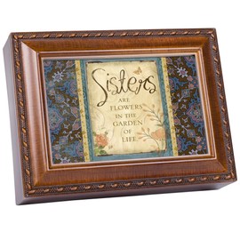 Cottage Garden Sisters Garden Woodgrain Traditional Music Box Plays That's What Friends are for