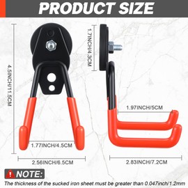 Landhoow 10 Pcs Magnetic Hooks Heavy Duty Large Garage Magnet Hooks Strong Storage Utility Magnetic Hooks with Anti Slip Rubber Coating for Indoor and Outdoor Hanging (Orange)