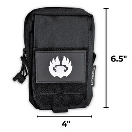 Torch Molle Admin Pouch EDC Waist Pack Phone Holder Tactical Tool Holster Gadget Organizer Utility Pocket (Black)