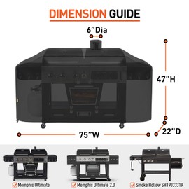 Arcedo Grill Cover Compatible with Pit Boss Memphis Ultimate and Smoke Hollow 4 in 1 Gas Charcoal Combo Grill, Heavy Duty Waterproof 75 Inch All Weather Protection Outdoor BBQ Cover