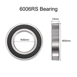 sourcing map 4pcs 6006-2RS Bearing 30x55x13mm, Chrome Steel Double Rubber Seals Precision Bearing, Lubricated Deep Groove Ball Bearings, P6 (ABEC 3)
