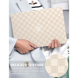 Seorsok Compatible with MacBook Air 15 inch Case 2023 Release A2941 M2 Chip Liquid Retina Display Touch ID,Elegant Leather Plastic Hard Shell Case Transparent Keyboard Cover,Yellow Tartan PVC