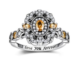 Sterling Silver Urn Ring for Ashes 925 Vintage Cremation Jewelry Ash Cubic Zirconia Bereavement Keepsake Rings Memorial Gifts for Women Size 8, Sterling Silver, Cubic Zirconia