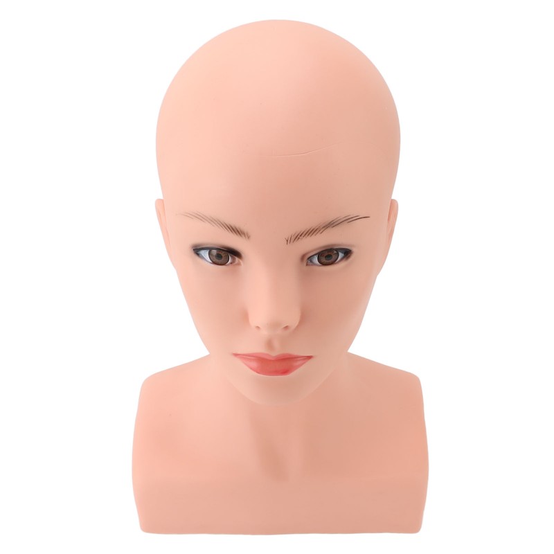 Female Bald Mannequin Head with Shoulder PVC Professional Cosmetology Face
